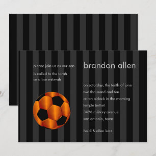 Pub Mitzvah Orange och Black Soccer Ball Inbjudningar
