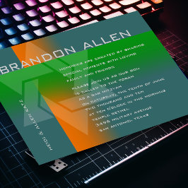 Pub Mitzvah Orange och Grönt om vilken Färg som he Inbjudningar