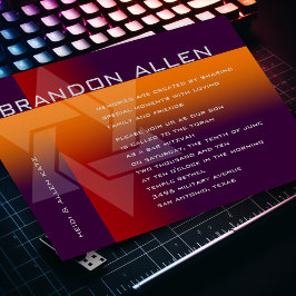 Pub Mitzvah Orange och Röd på valfri Färg Inbjudningar