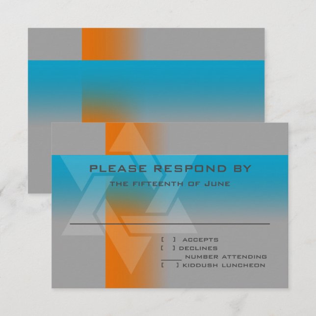 Pub Mitzvah-Orangen och turkos på valfri Färg OSA Kort (Fram/baksida)