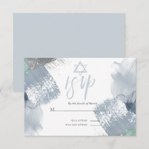 Pub Mitzvah OSA Dusty Blue Chic Brushstrokes Inbjudningar