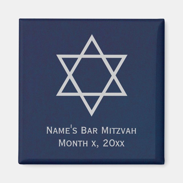 Pub Mitzvah Personlig Magnet - Blue och Silver (Framsidan)