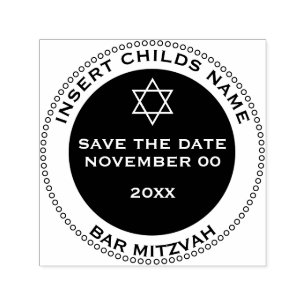 Pub mitzvah-pojkarna sparar datumet stjärnans dav självfärgande stämpel