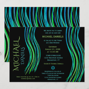 Pub Mitzvah Prayer Shawl Bright Neon Grönt Inbjudningar