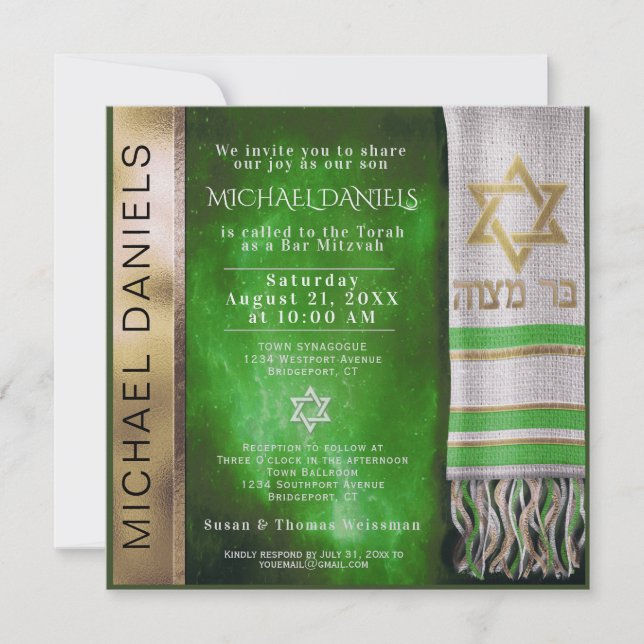 Pub Mitzvah Prayer Shawl-inbjudan Inbjudningar (Framsida)