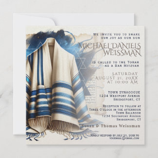 Pub Mitzvah Prayer Shawl Rulla Inbjudningar