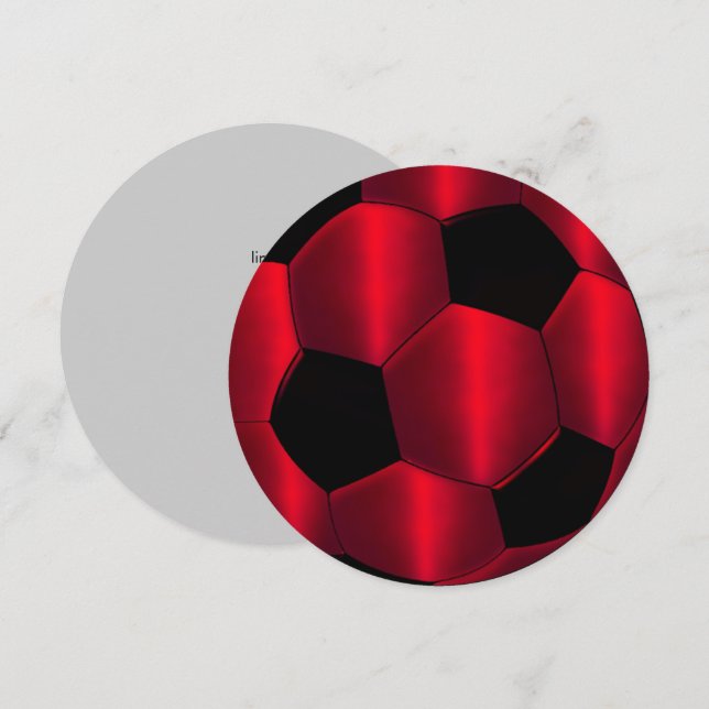 Pub Mitzvah Red and Black Soccer Ball Inbjudningar (Fram/baksida)