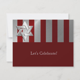Pub Mitzvah Red och Silver Rand David-stjärnan OSA Kort
