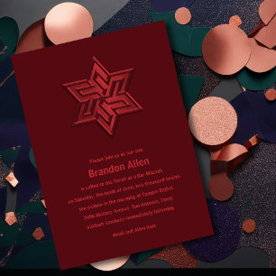 Pub Mitzvah Red Tones Star of David Inbjudningar