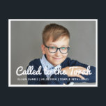 Pub Mitzvah ringde till Torah Modern Photo Inbjudan Vykort<br><div class="desc">Design består av sans serif-typografi och lekfull kursiv skripttypografi på en enkel bakgrund. Lägg till ett foto för vågrät anpassningsbar. Finns här: http://www.zazzle.com/store/selectpartysupplies</div>