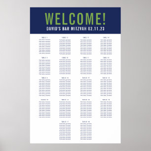 PUB MITZVAH SEATING CHART 18 bord marin grönt Poster