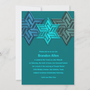 Pub Mitzvah Shades of Teal, David-stjärnan Inbjudningar