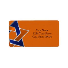 Pub Mitzvah Silver Blue Orange Star av David-etike Adressetikett