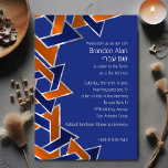 Pub Mitzvah Silver Blue Orange Star of David Inbjudningar<br><div class="desc">Pub Mitzvah Silver Blue Orange Star av David Pub Mitzvah och Bat mitzvah inbjudan är designad av Umua. Tryckt och avsänt av Zazzle eller dess partner.</div>