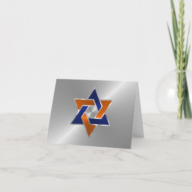 Pub Mitzvah Silver Blue Orange Star of David Kort (Framsida)