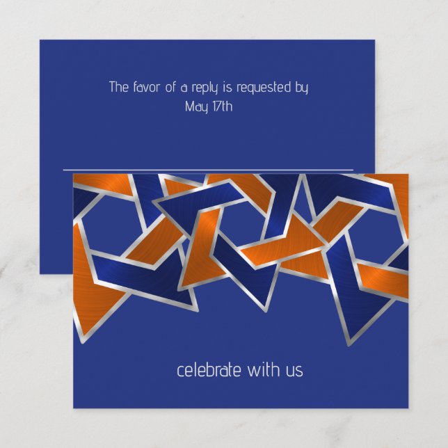 Pub Mitzvah Silver Blue Orange Star of David OSA Kort (Fram/baksida)