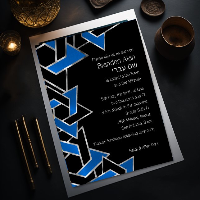 Pub Mitzvah Silver Blue Star of David David Inbjudningar (Skapare uppladdad)