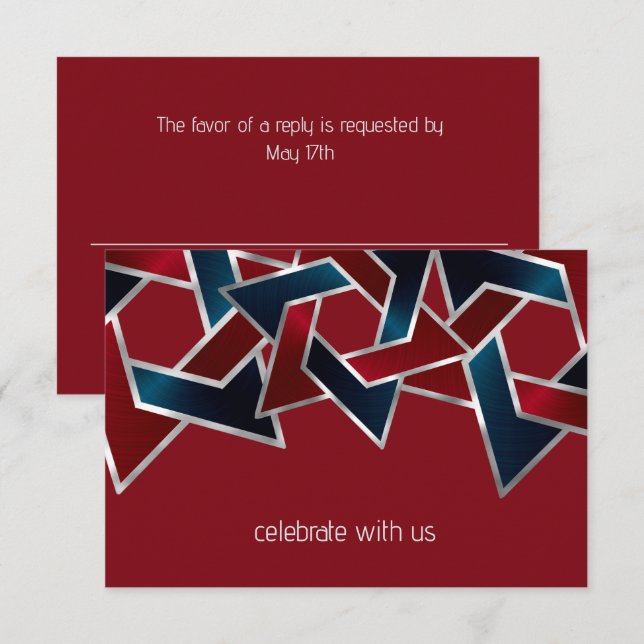 Pub Mitzvah Silver marinblå David-stjärnan (blå) Inbjudningar (Fram/baksida)