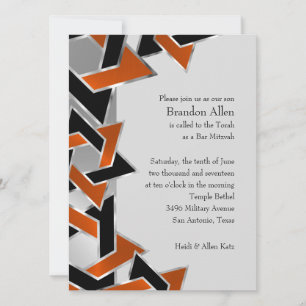 Pub Mitzvah Silver Orange David-stjärnan, Black St Inbjudningar