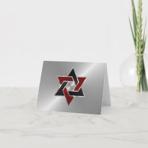 Pub Mitzvah Silver Red Black Star of David Tack Kort