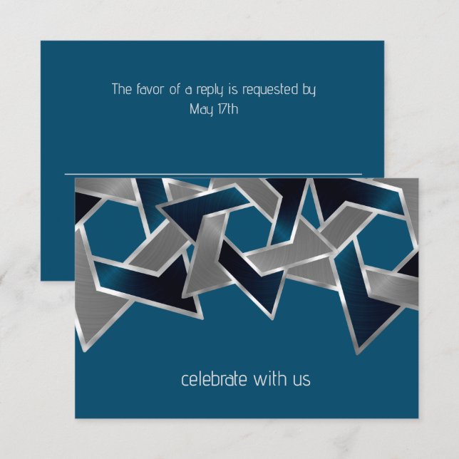 Pub Mitzvah Silver Teal Blue Grått Star of David OSA Kort (Fram/baksida)