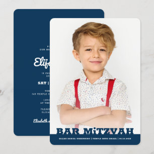 Pub Mitzvah Simple Modern Star of David Photo Inbjudningar