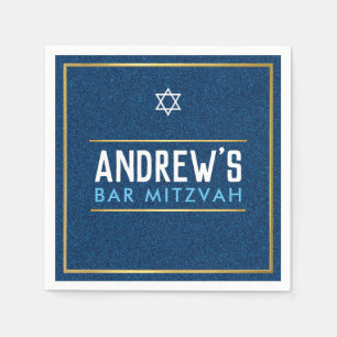 PUB MITZVAH smart fet stil guld denim blue aqua Pappersservett