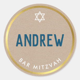 PUB MITZVAH smart fet stil guld kraftblått Runt Klistermärke