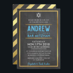 PUB MITZVAH smart fet stil guld-kritblått Inbjudningar<br><div class="desc">by kat masard >> kat@simplysweetPAPERIE.com << - - - - - - - - - - - - - - - - - - - - - - - - - - - - - - - - - - - - - - - - - - - - -...</div>