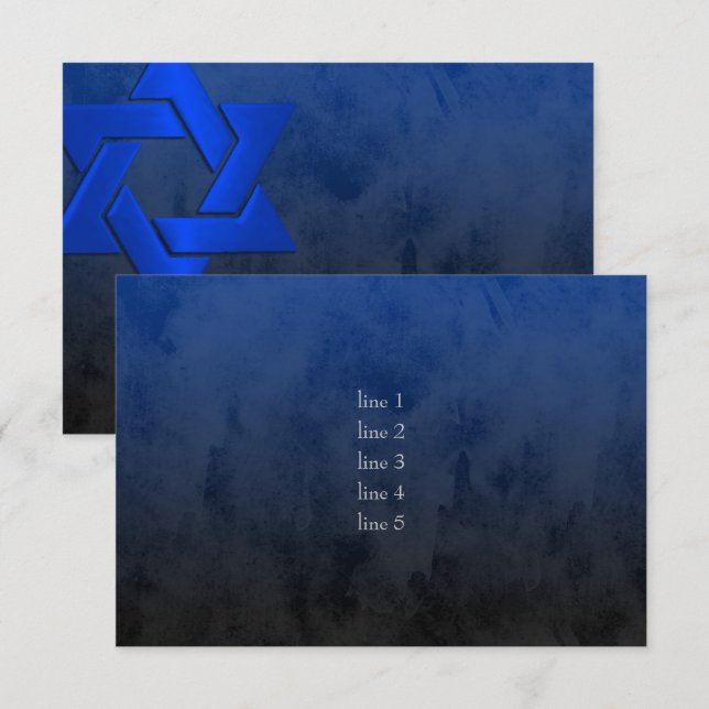 Pub Mitzvah Snyggt David Ombre Blue Star Inbjudningar (Fram/baksida)