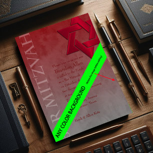 Pub Mitzvah Snyggt David Ombre Red Star Inbjudningar