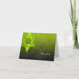 Pub Mitzvah Snyggt Lime Green Star of David Ombre Tack Kort
