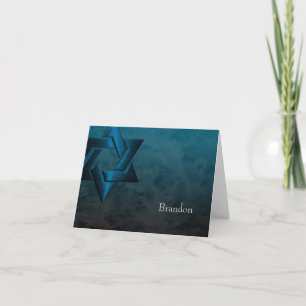 Pub Mitzvah Snyggt Teal Blue Star of David Ombre Tack Kort
