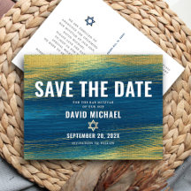 Pub Mitzvah Spara Date Modern Turquise Gold Foil