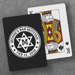 Pub mitzvah Star av David black any färg monogram Casinokort