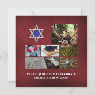 Pub Mitzvah star David fotocollage Burgundy