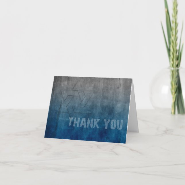Pub Mitzvah Star of David Blue Grunge Tack Kort (Framsida)