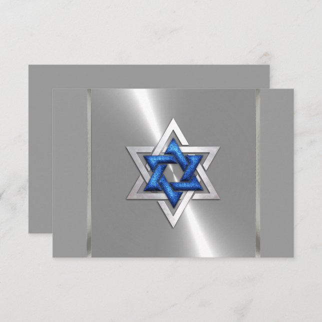 Pub Mitzvah Star of David Blue & Silver OSA (Fram/baksida)