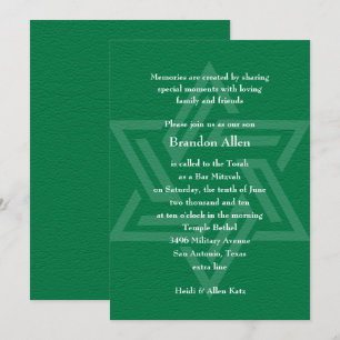 Pub Mitzvah Star of David Grönt Inbjudningar