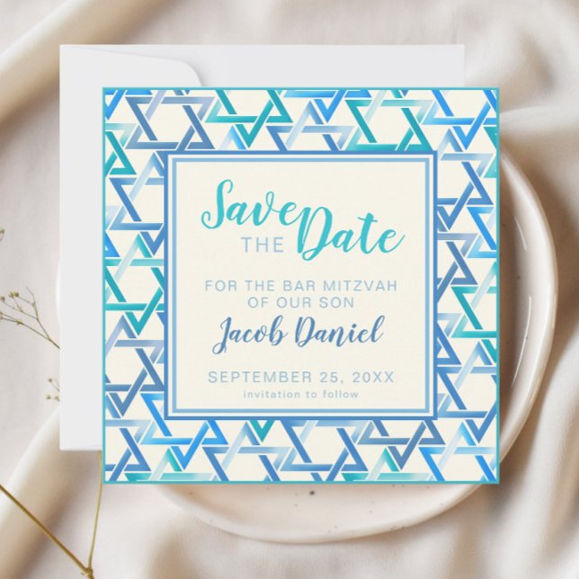 Pub Mitzvah-stjärna av en levande, platt Spara dat Datumet (Skapare uppladdad)