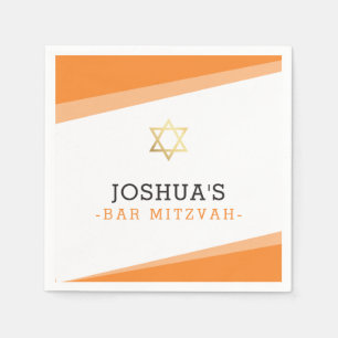 PUB MITZVAH stjärna enkel modern, djärv, ljus oran Pappersservett