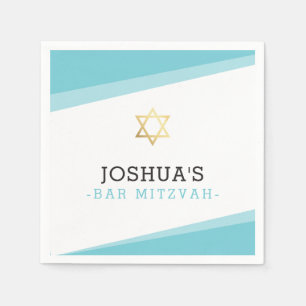 PUB MITZVAH stjärna enkel modern turkosblått Pappersservett