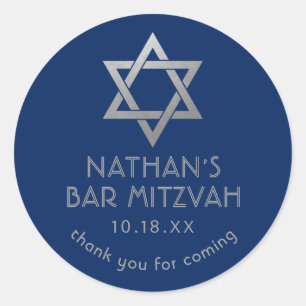 Pub Mitzvah Tack Blue Silver Star av David Runt Klistermärke