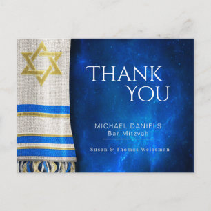 Pub Mitzvah Tack Prayer Shawl Blue Vykort