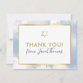 PUB MITZVAH tackar dig guld stjärnornas blå vatten Tack Kort