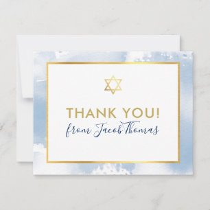 PUB MITZVAH tackar dig guld stjärnornas blå vatten Tack Kort