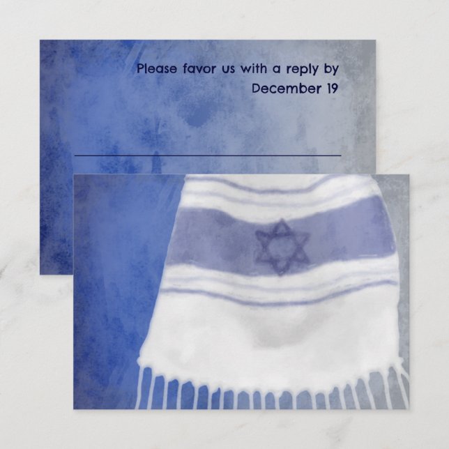 Pub Mitzvah Tallit-svarskort OSA Kort (Fram/baksida)