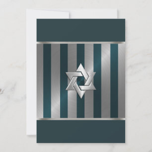 Pub Mitzvah Teal och Silver Rand David stjärna Inbjudningar