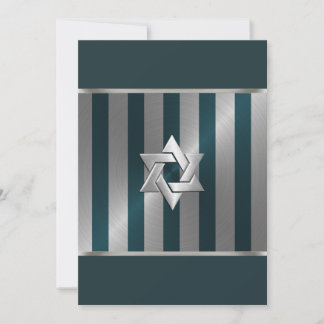 Pub Mitzvah Teal och Silver Rand David stjärna Inbjudningar
