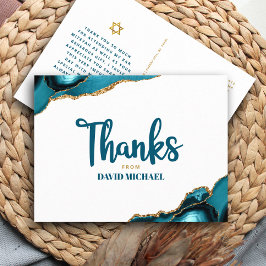 Pub Mitzvah Turquise Agate Bold Script Tack Vykort